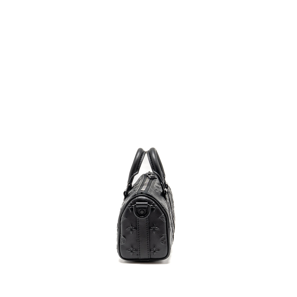 KEEPALL XS MONOGRAM SEAL COWHIDE LEATHER SO BLACK
