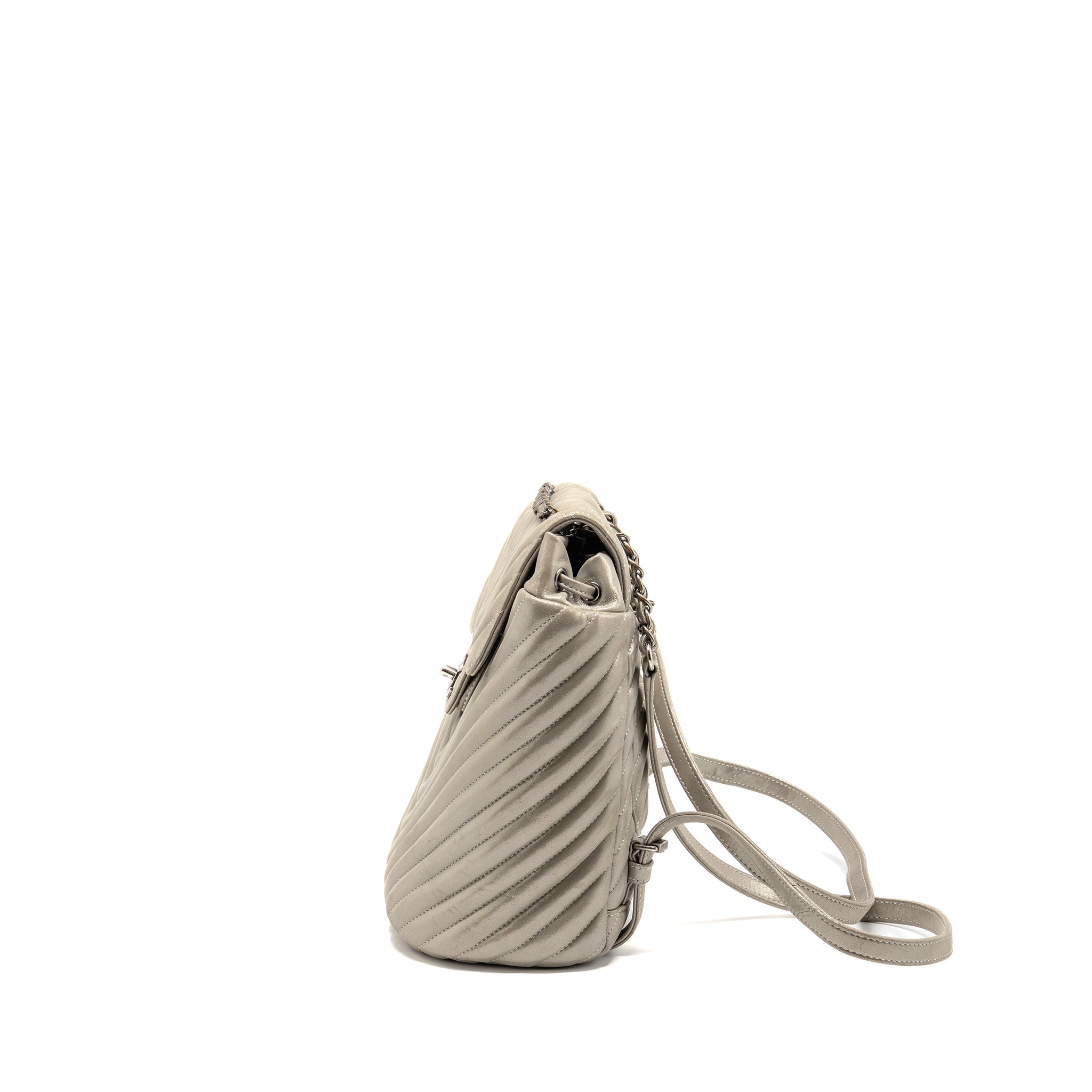 SMALL URBAN SPIRIT BACKPACK CHEVRON CALFSKIN IRIDESCENT LIGHT GREY RUTHENIUM HARDWARE
