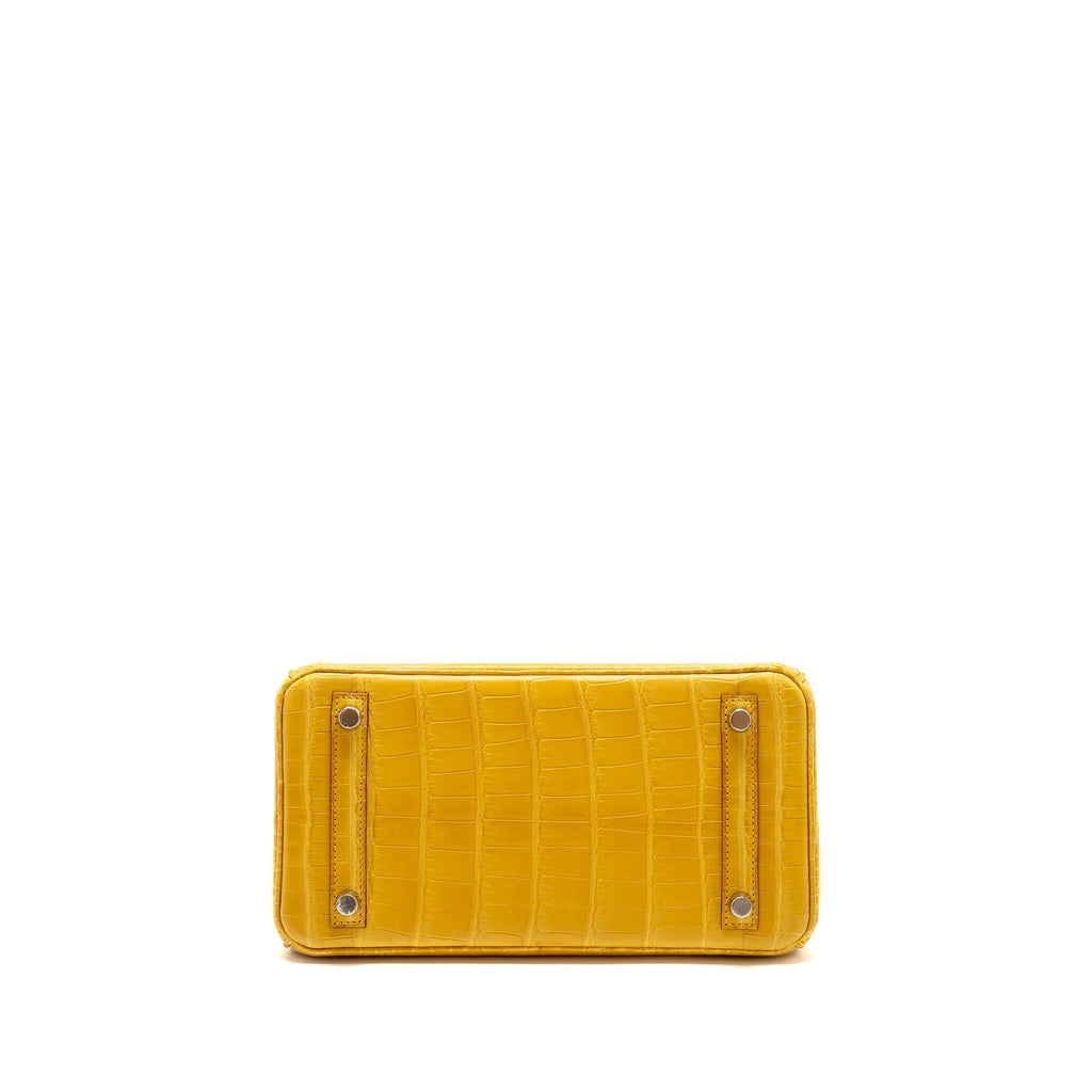 HERMES BIRKIN 25 ALLIGATOR MISSISSIPPIENSIS MAT 9D JAUNE AMBRE SHW