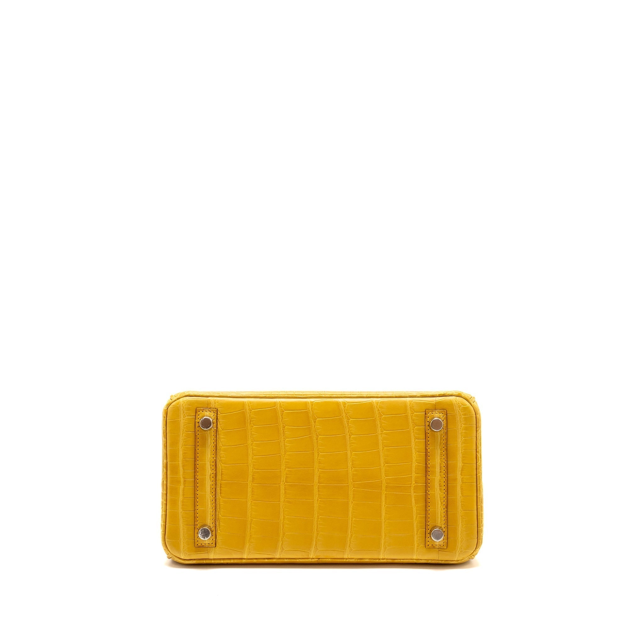 HERMES BIRKIN 25 ALLIGATOR MISSISSIPPIENSIS MAT 9D JAUNE AMBRE SHW