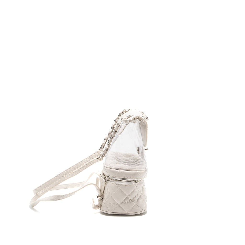 TRANSPARENT BACKPACK PVC/SHINY CALFSKIN WHITE SHW