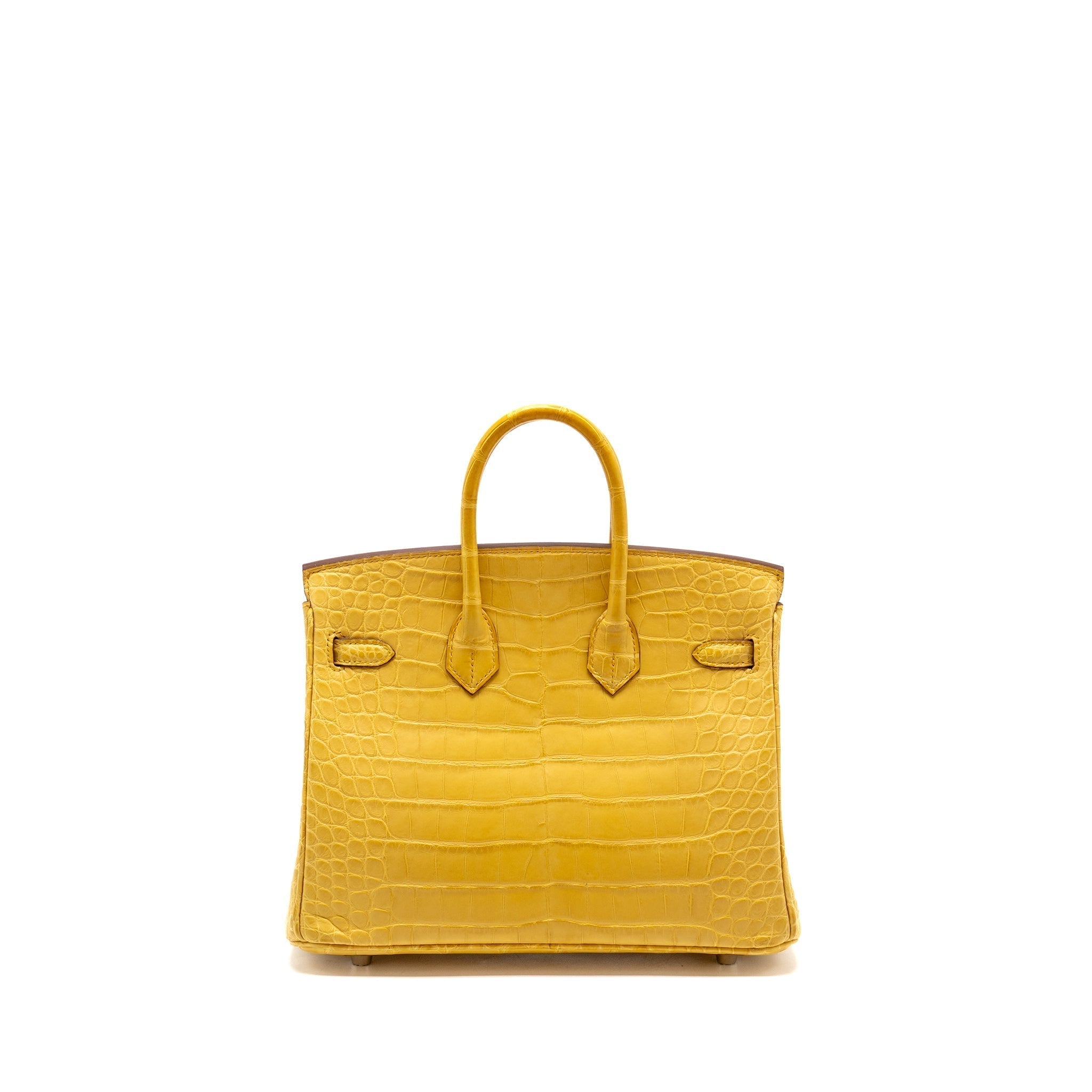 HERMES BIRKIN 25 ALLIGATOR MISSISSIPPIENSIS MAT 9D JAUNE AMBRE SHW