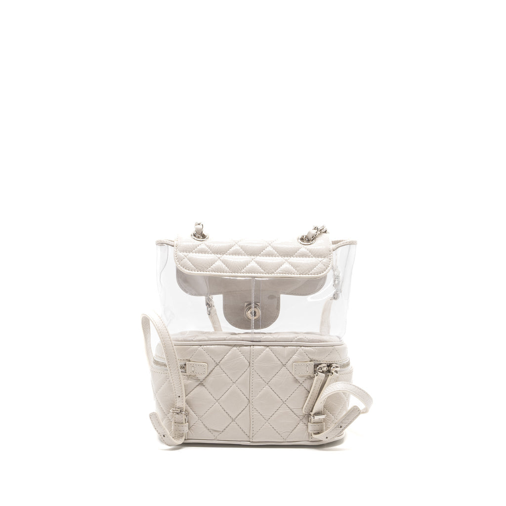 TRANSPARENT BACKPACK PVC/SHINY CALFSKIN WHITE SHW