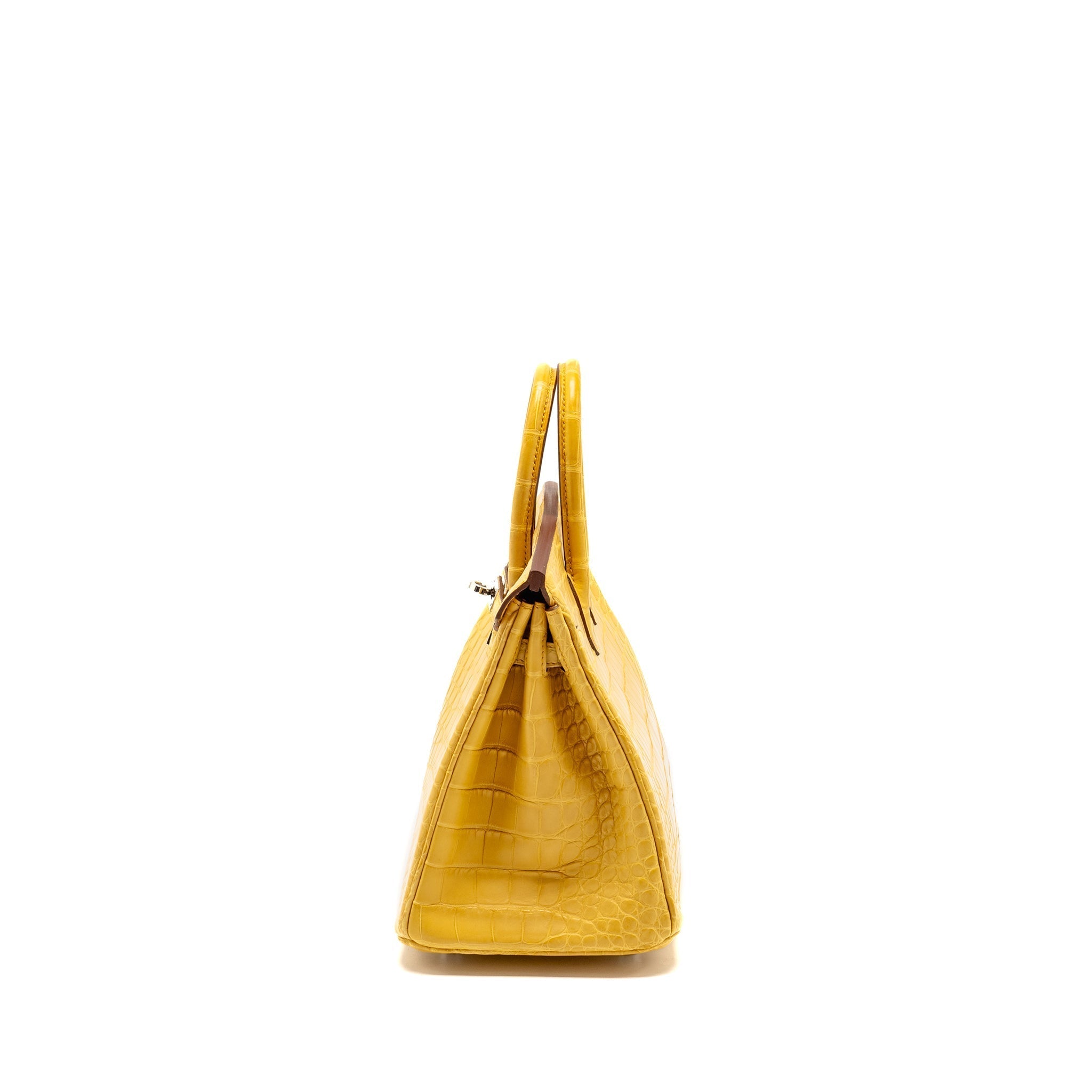 HERMES BIRKIN 25 ALLIGATOR MISSISSIPPIENSIS MAT 9D JAUNE AMBRE SHW