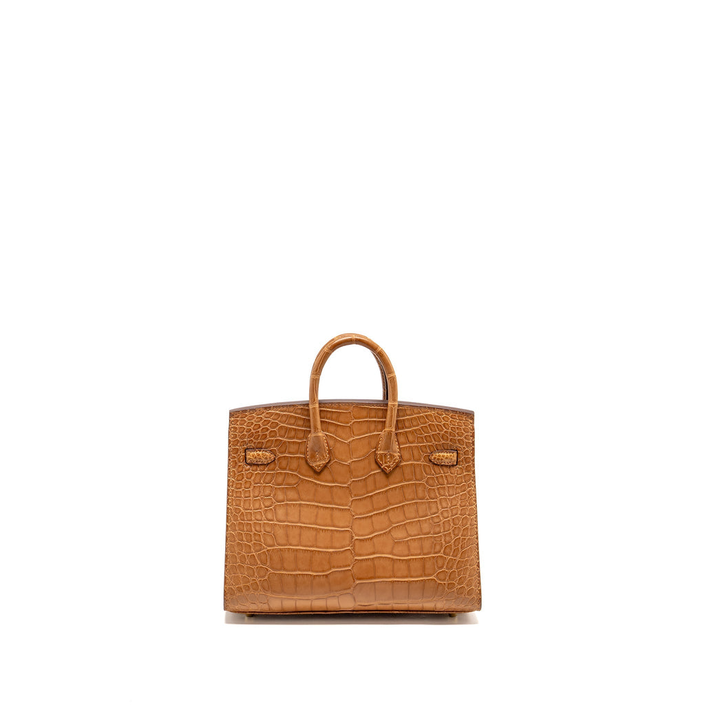 HERMES BIRKIN 20 ALLIGATOR MISSISSIPPIENSIS MAT GOLD GHW