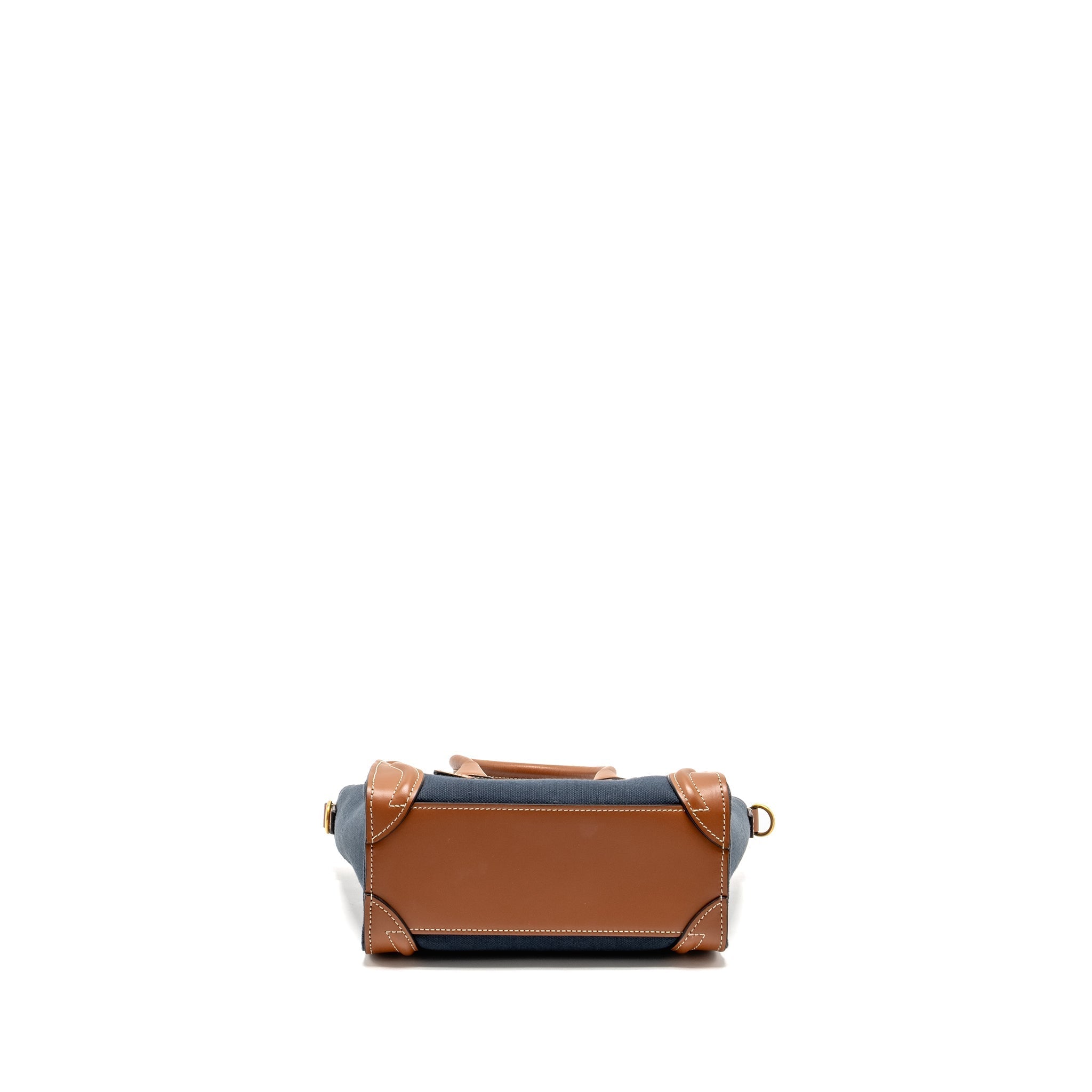 NANO LUGGAGE BAG CALFSKIN/DENIM TAN/NAVY GHW