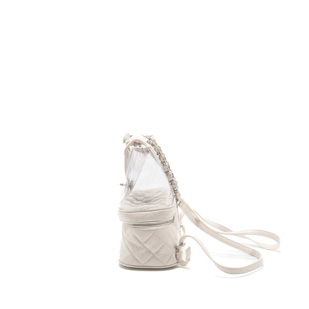 TRANSPARENT BACKPACK PVC/SHINY CALFSKIN WHITE SHW