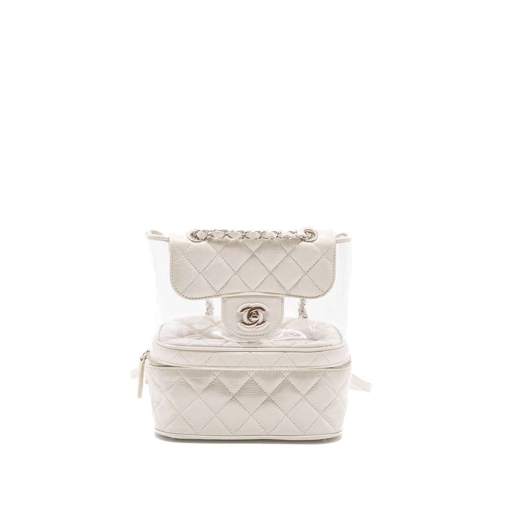 TRANSPARENT BACKPACK PVC/SHINY CALFSKIN WHITE SHW