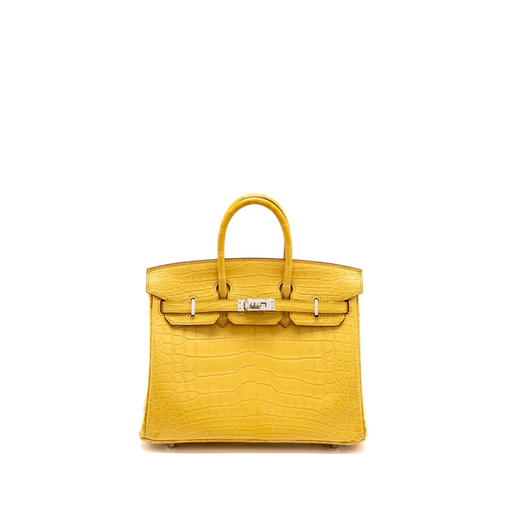 HERMES BIRKIN 25 ALLIGATOR MISSISSIPPIENSIS MAT 9D JAUNE AMBRE SHW