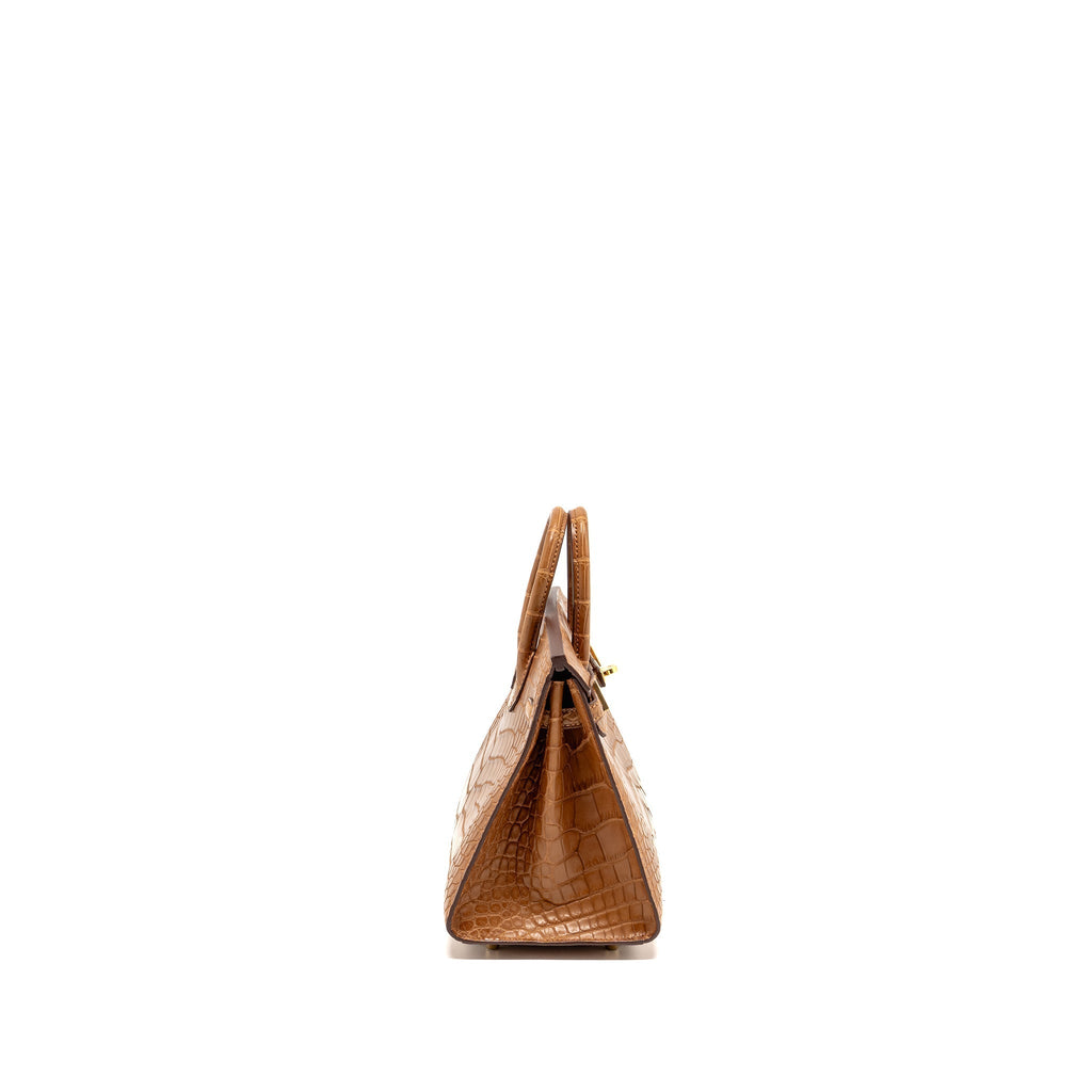 HERMES BIRKIN 20 ALLIGATOR MISSISSIPPIENSIS MAT GOLD GHW