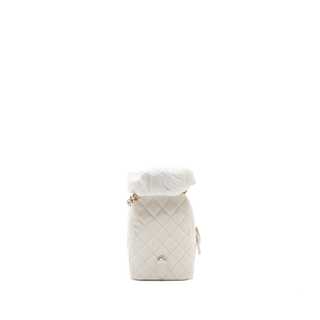 24C MINI BACKPACK/CROSSBODY BAG CAVIAR WHITE LGHW (MICROCHIP)