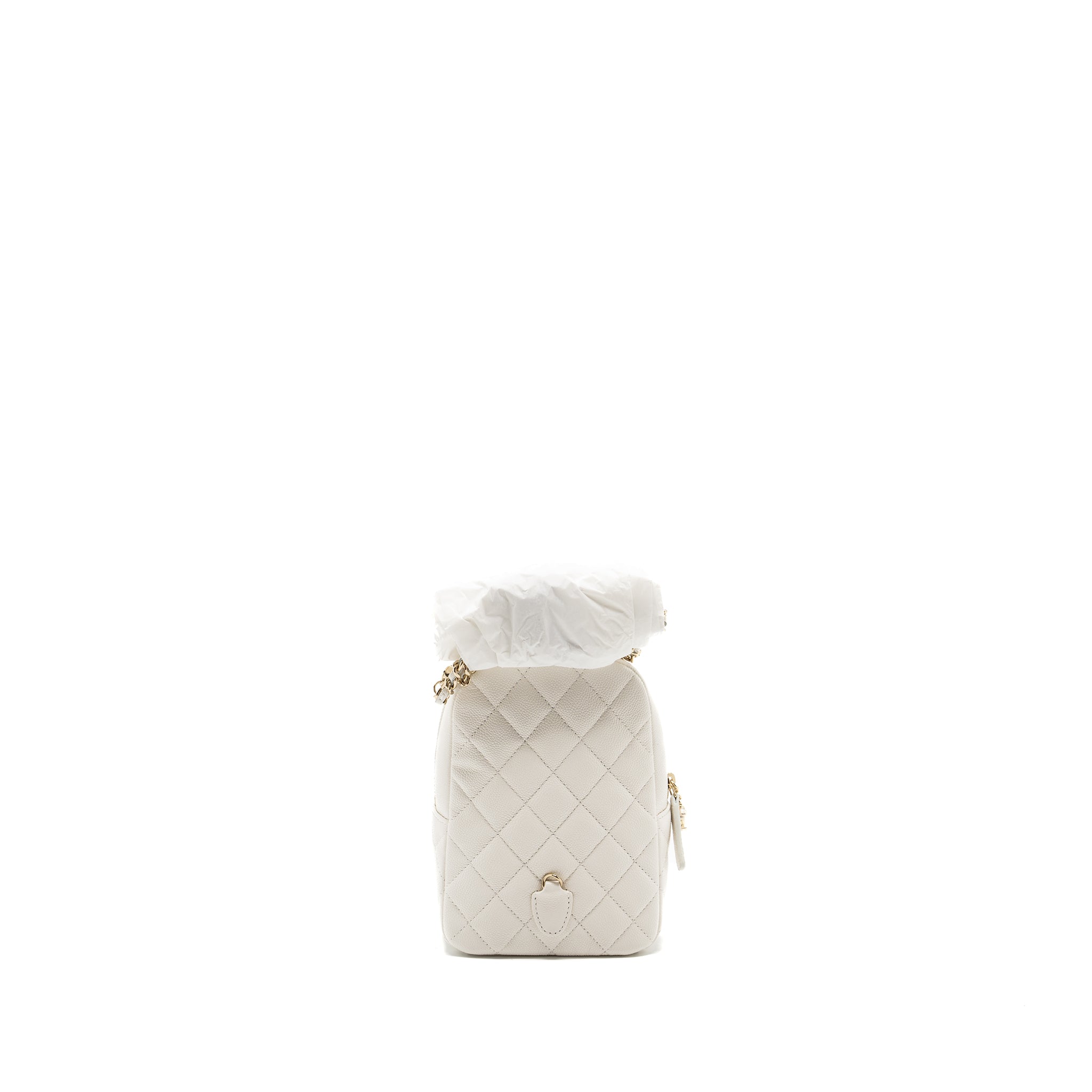 24C MINI BACKPACK/CROSSBODY BAG CAVIAR WHITE LGHW (MICROCHIP)