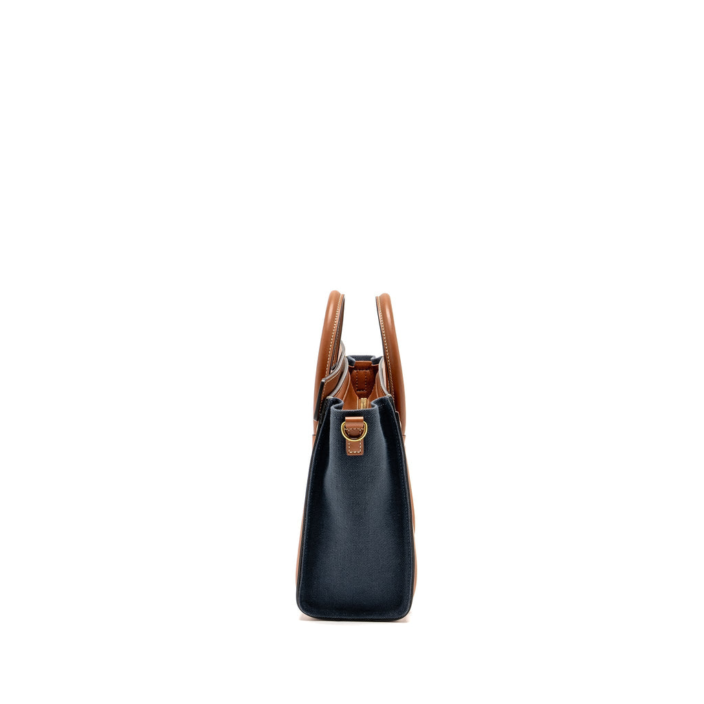 NANO LUGGAGE BAG CALFSKIN/DENIM TAN/NAVY GHW
