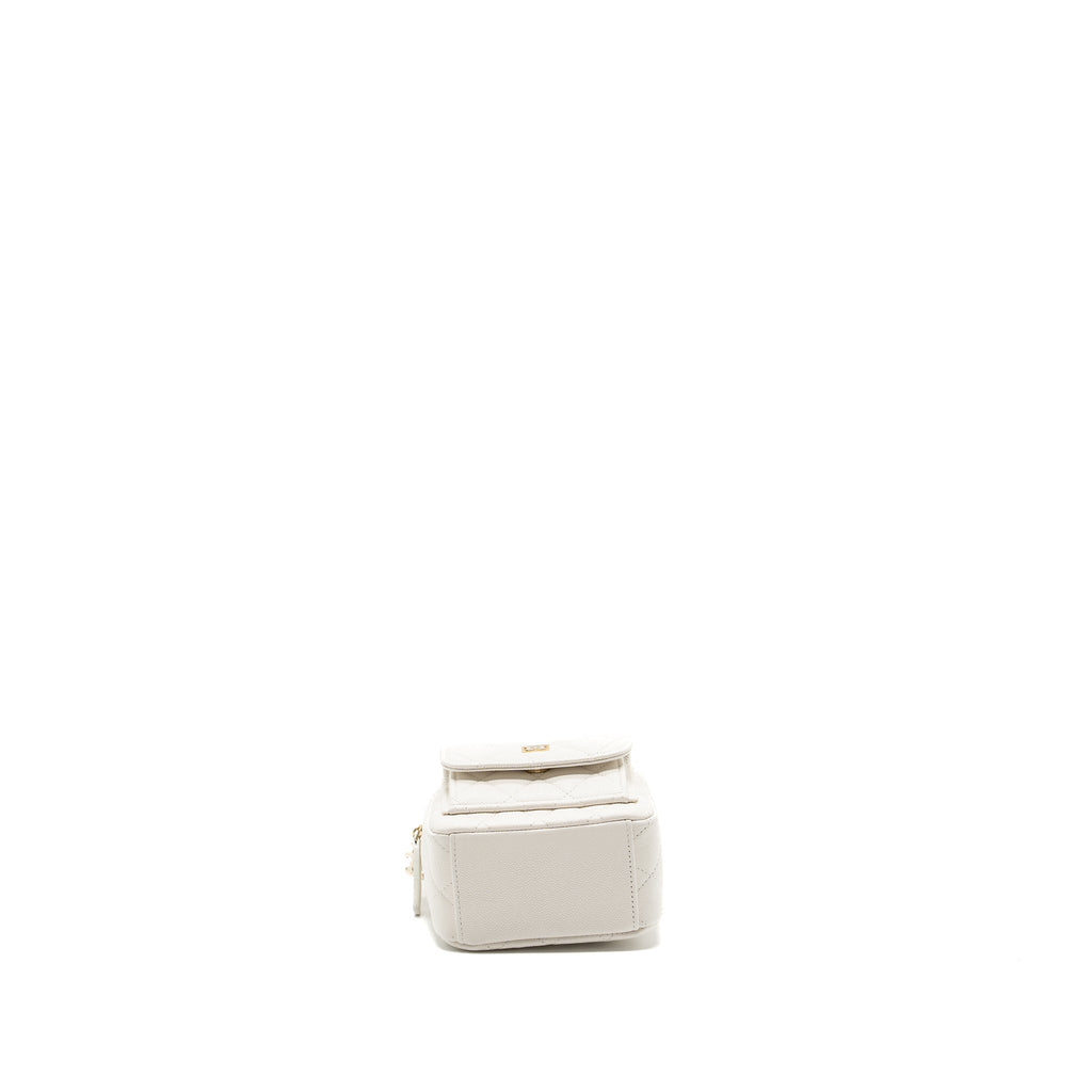 24C MINI BACKPACK/CROSSBODY BAG CAVIAR WHITE LGHW (MICROCHIP)
