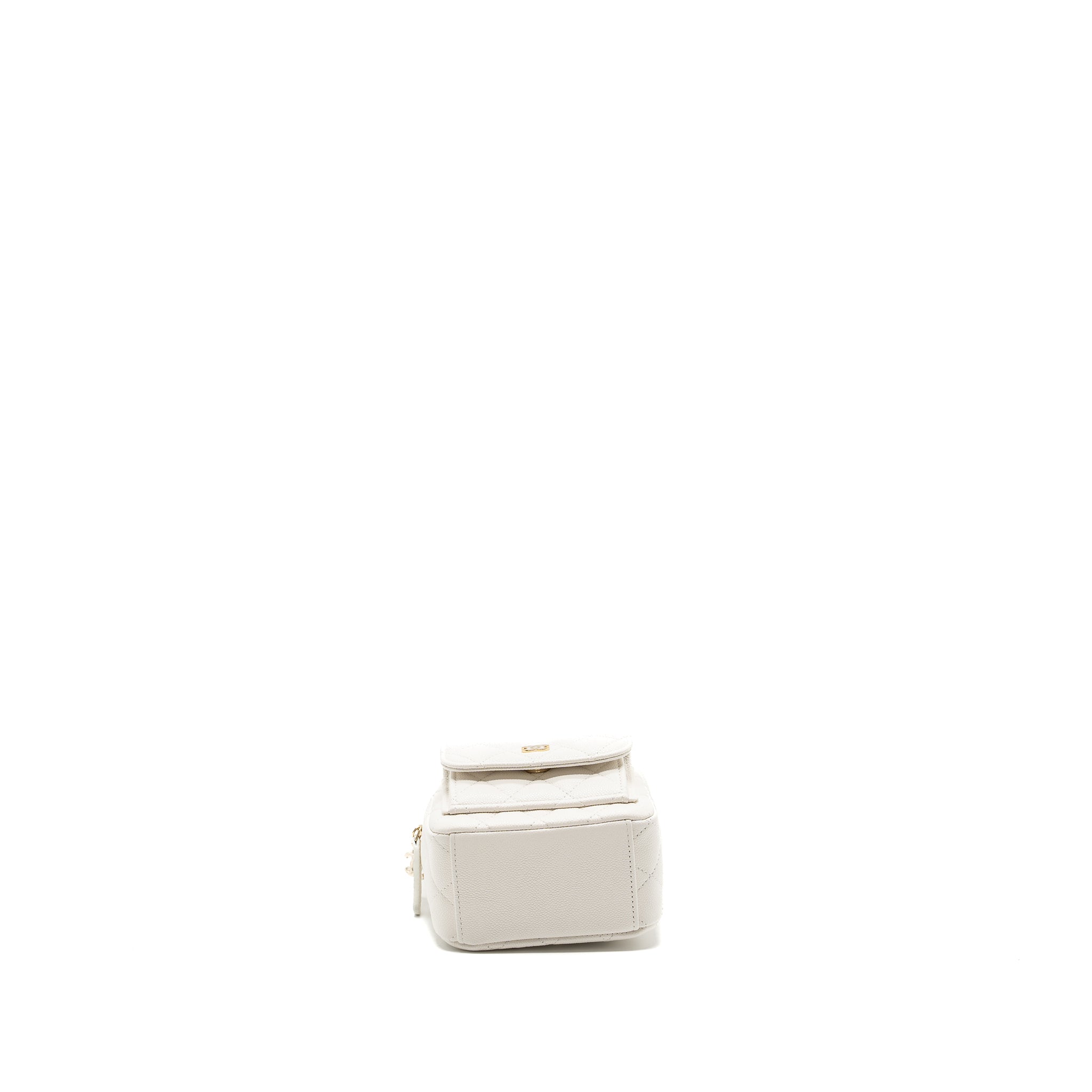 24C MINI BACKPACK/CROSSBODY BAG CAVIAR WHITE LGHW (MICROCHIP)