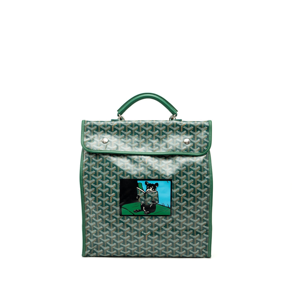 SAINT LEGER BACKPACK WITH BULLDOG PRINT CANVAS GREEN SHW