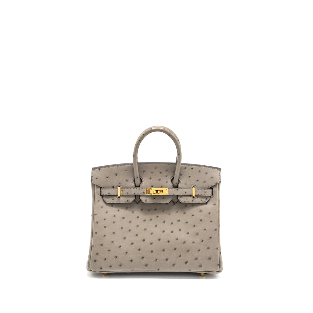HERMES BIRKIN 25 OSTRICH GRIS TOURTERELLE GHW
