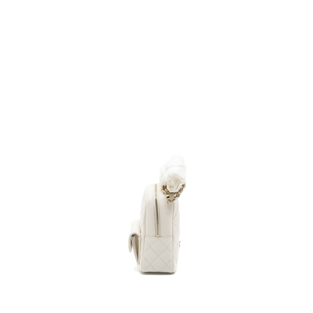 24C MINI BACKPACK/CROSSBODY BAG CAVIAR WHITE LGHW (MICROCHIP)