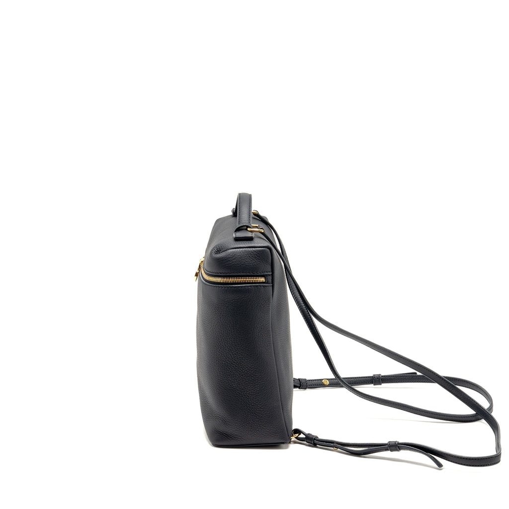 LORO PIANA EXTRA POCKET BACKPACK L23.5 GRAINED CALFSKIN NAVY GHW