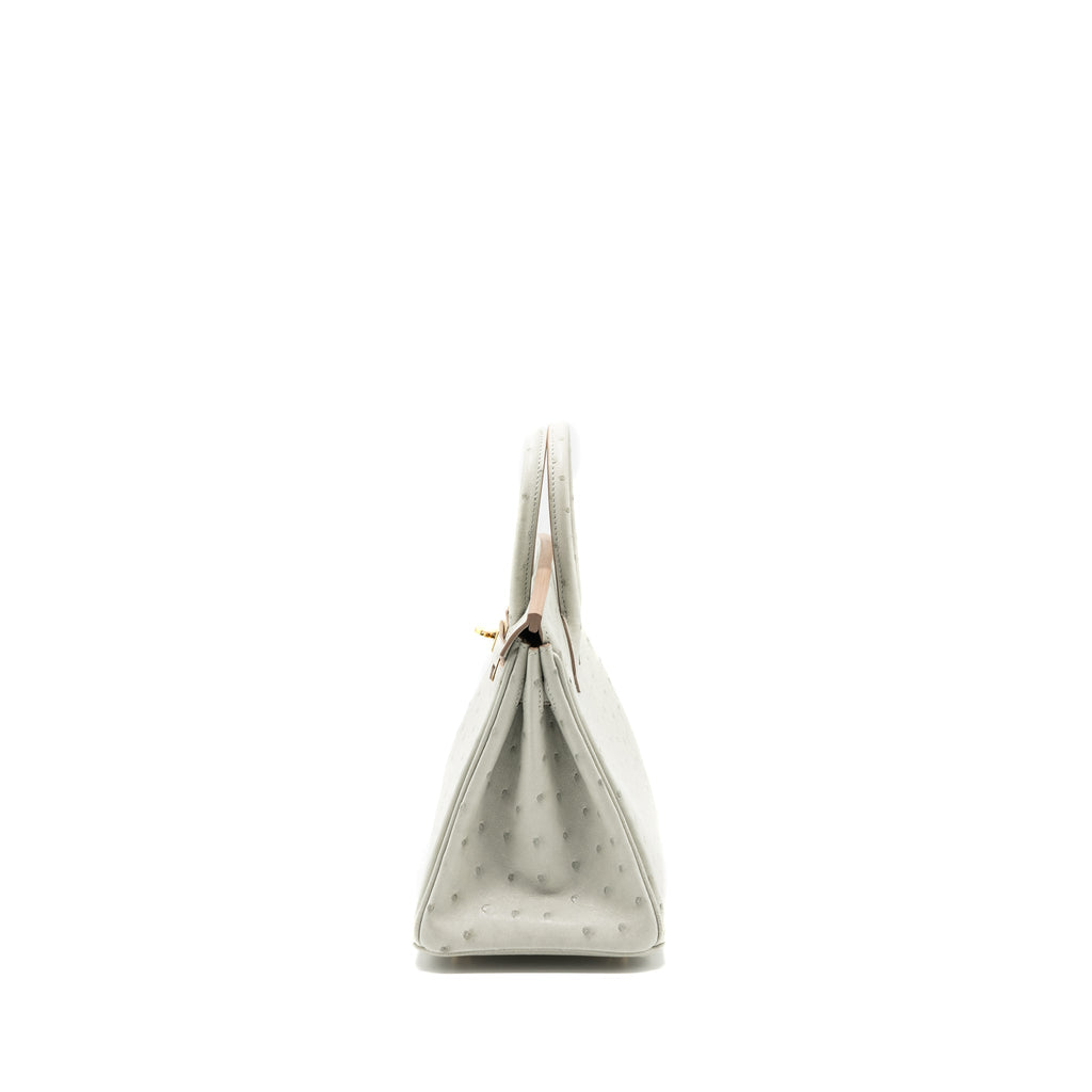 HERMES BIRKIN 25 OSTRICH GRIS PERLE GHW