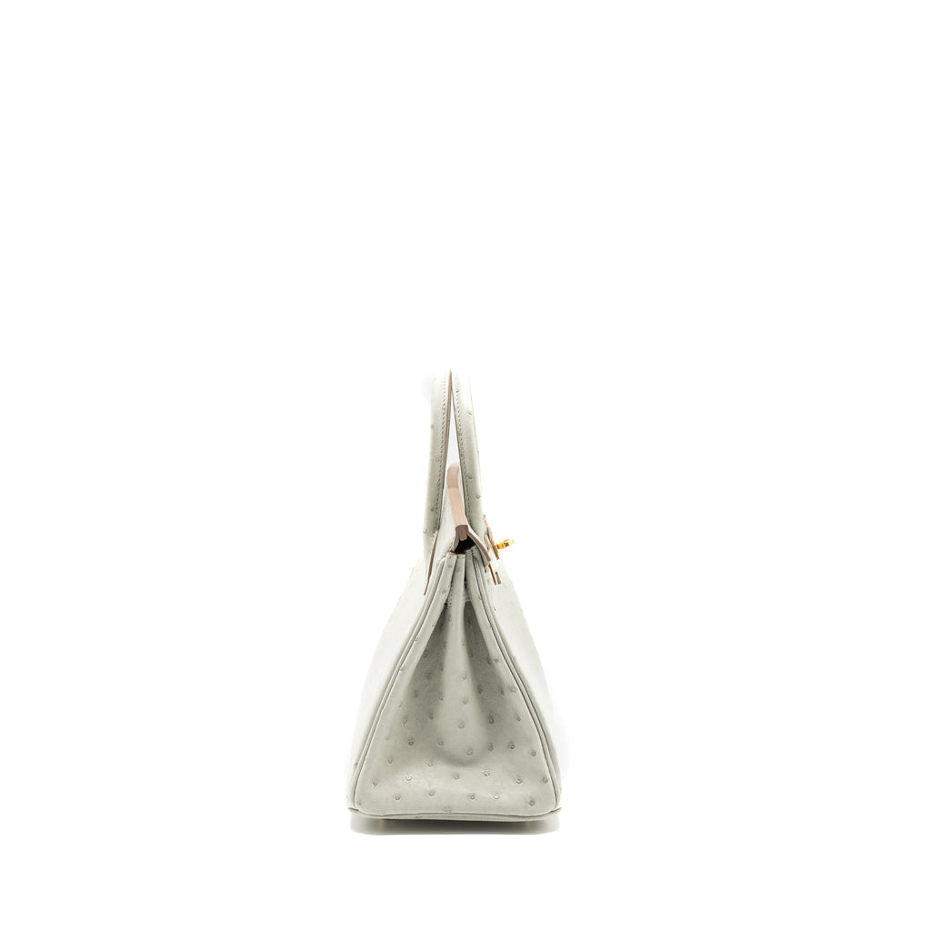 HERMES BIRKIN 25 OSTRICH GRIS PERLE GHW