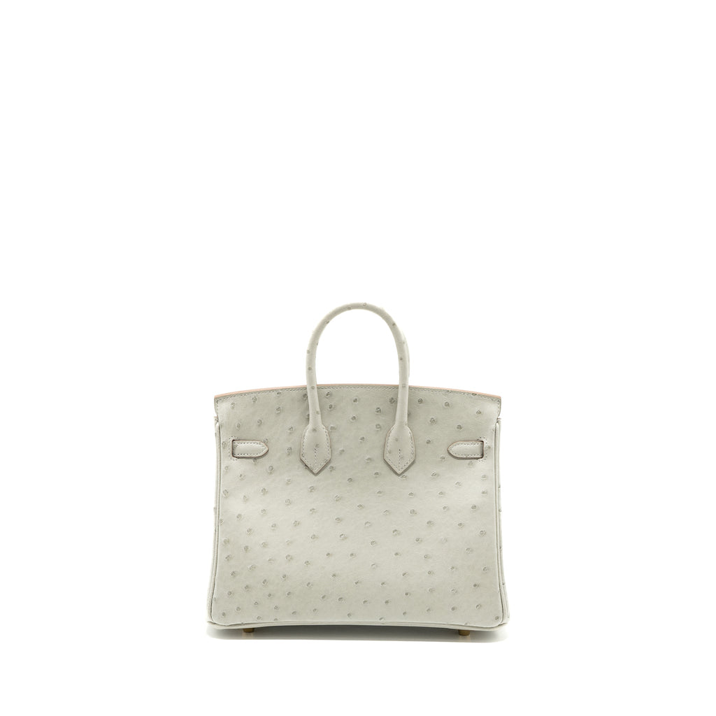 HERMES BIRKIN 25 OSTRICH GRIS PERLE GHW