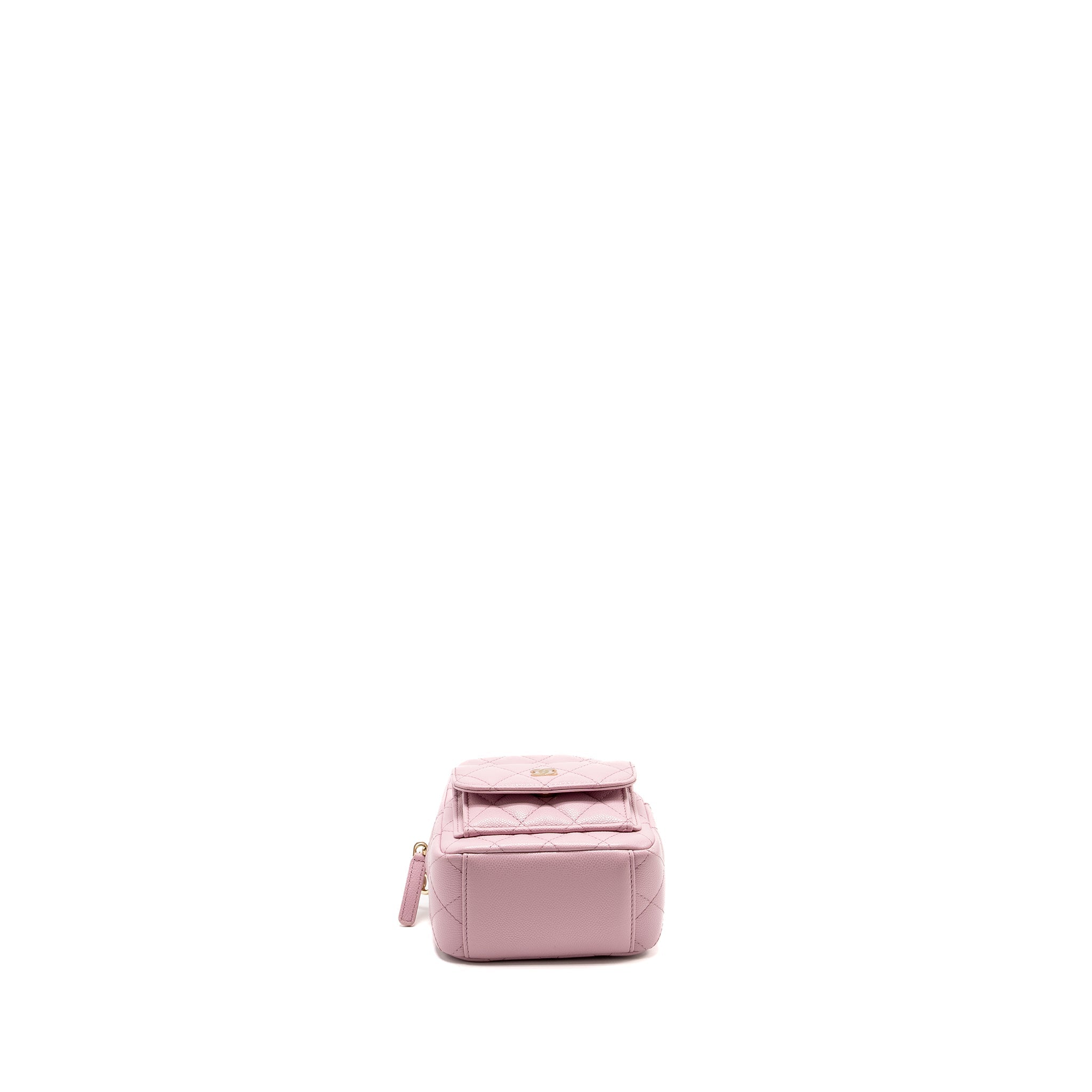 24P CLASSIC MINI BACKPACK SHINY GRAINED CALFSKIN LIGHT PURPLE LGHW (MICROCHIP)