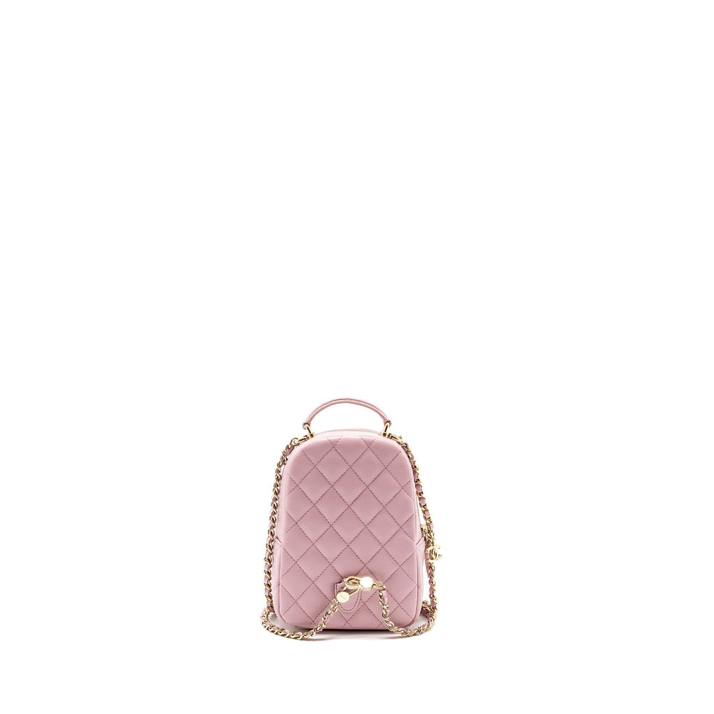 24P CLASSIC MINI BACKPACK SHINY GRAINED CALFSKIN LIGHT PURPLE LGHW (MICROCHIP)