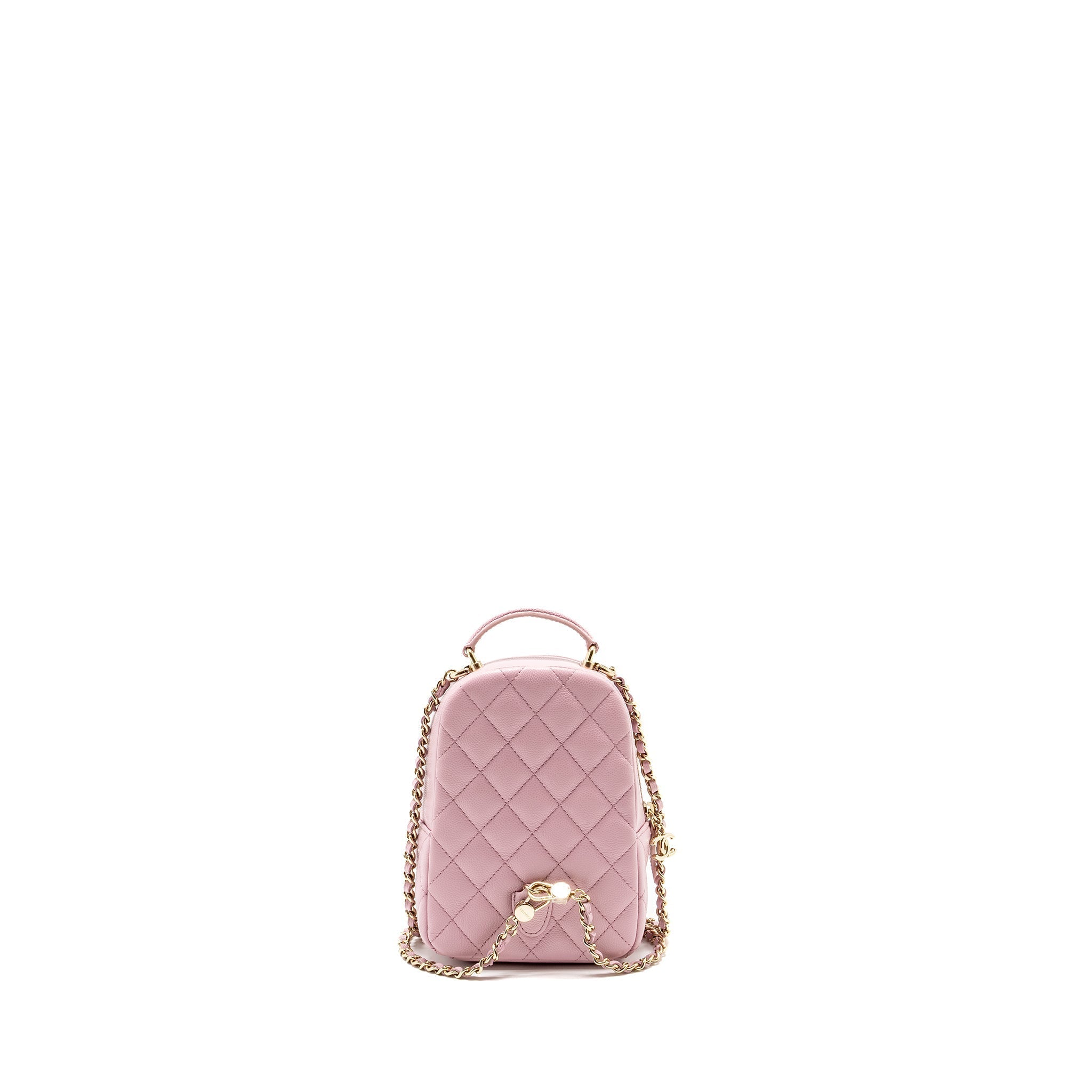 24P CLASSIC MINI BACKPACK SHINY GRAINED CALFSKIN LIGHT PURPLE LGHW (MICROCHIP)