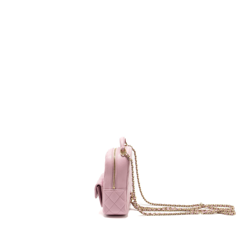 24P CLASSIC MINI BACKPACK SHINY GRAINED CALFSKIN LIGHT PURPLE LGHW (MICROCHIP)
