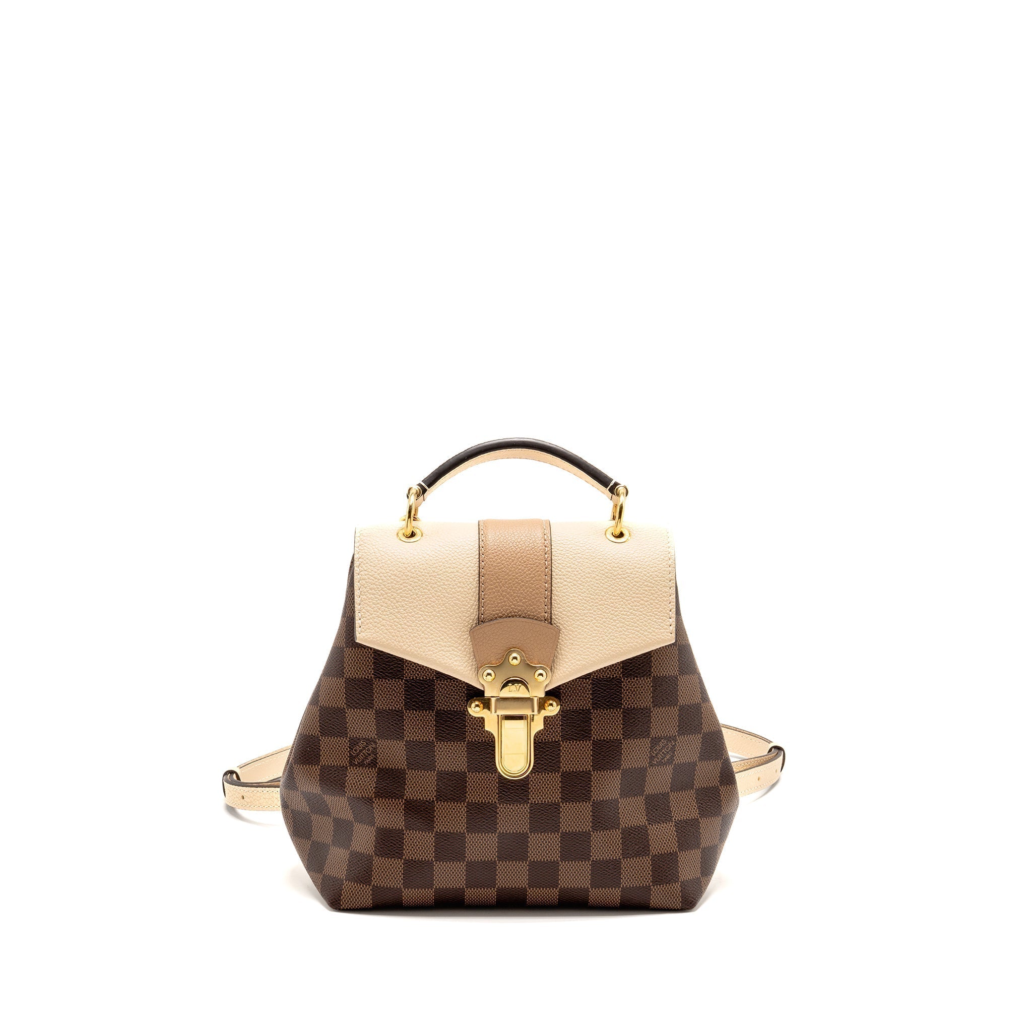 CLAPTON BACKPACK DAMIER EBENE CANVAS/LEATHER LIGHT PINK GHW