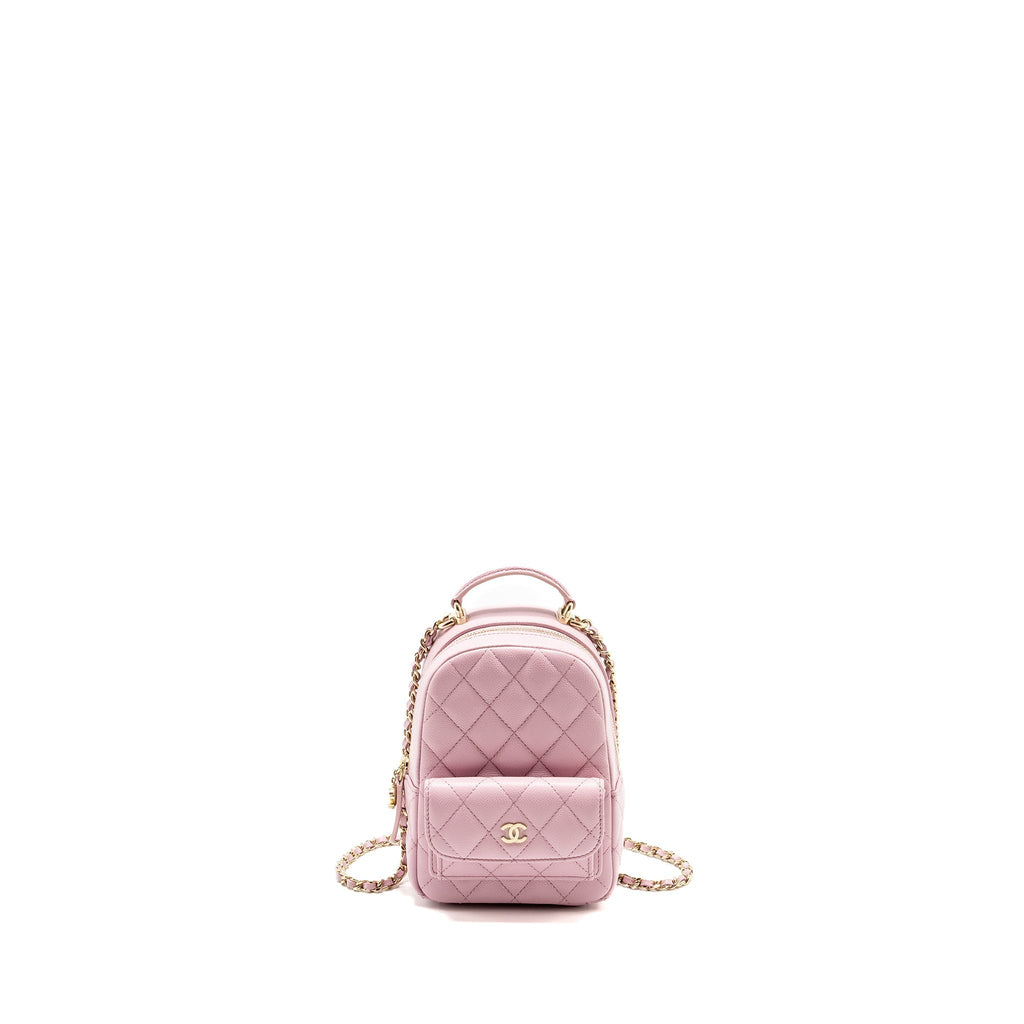 24P CLASSIC MINI BACKPACK SHINY GRAINED CALFSKIN LIGHT PURPLE LGHW (MICROCHIP)