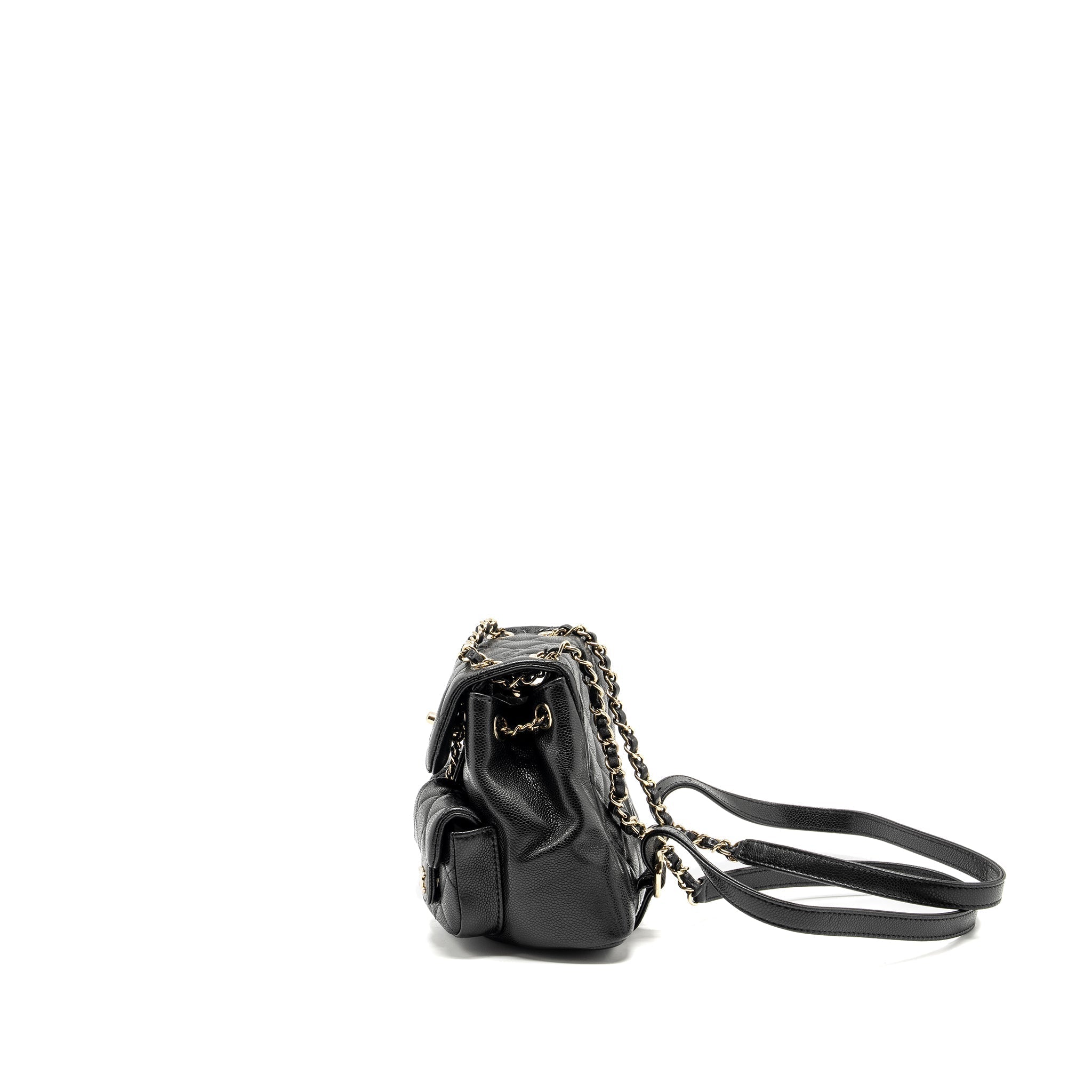 24A MINI DUMA BACKPACK GRAINED CALFSKIN BLACK LGHW (MICROCHIP)