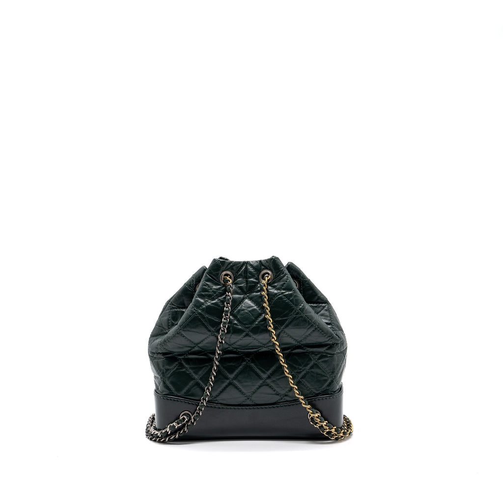 SMALL GABRIELLE BACKPACK AGED CALFSKIN DARK GREEN MULTICOLOUR HARDWARE
