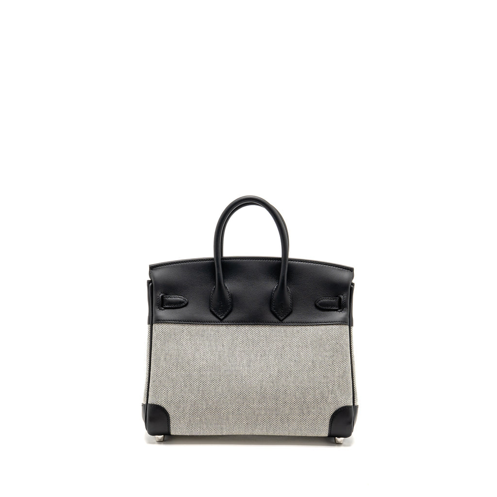 HERMES BIRKIN 25 TOILE H CANVAS/SWIFT LEATHER ECRU-NOIR/NOIR SHW