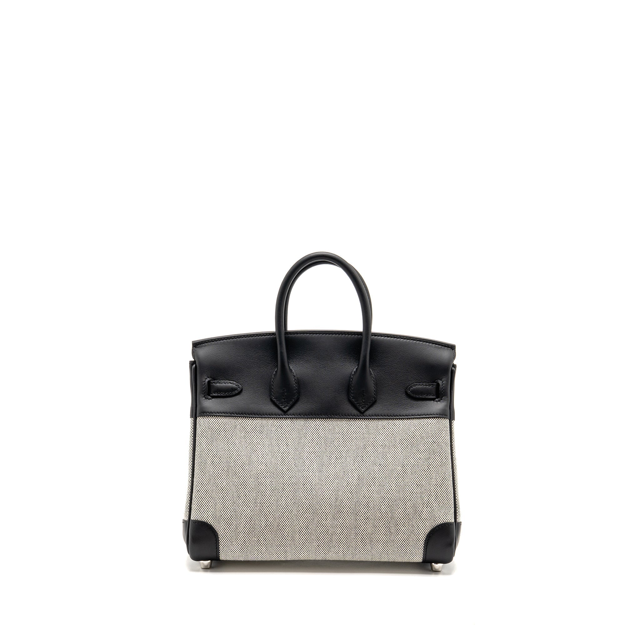 HERMES BIRKIN 25 TOILE H CANVAS/SWIFT LEATHER ECRU-NOIR/NOIR SHW