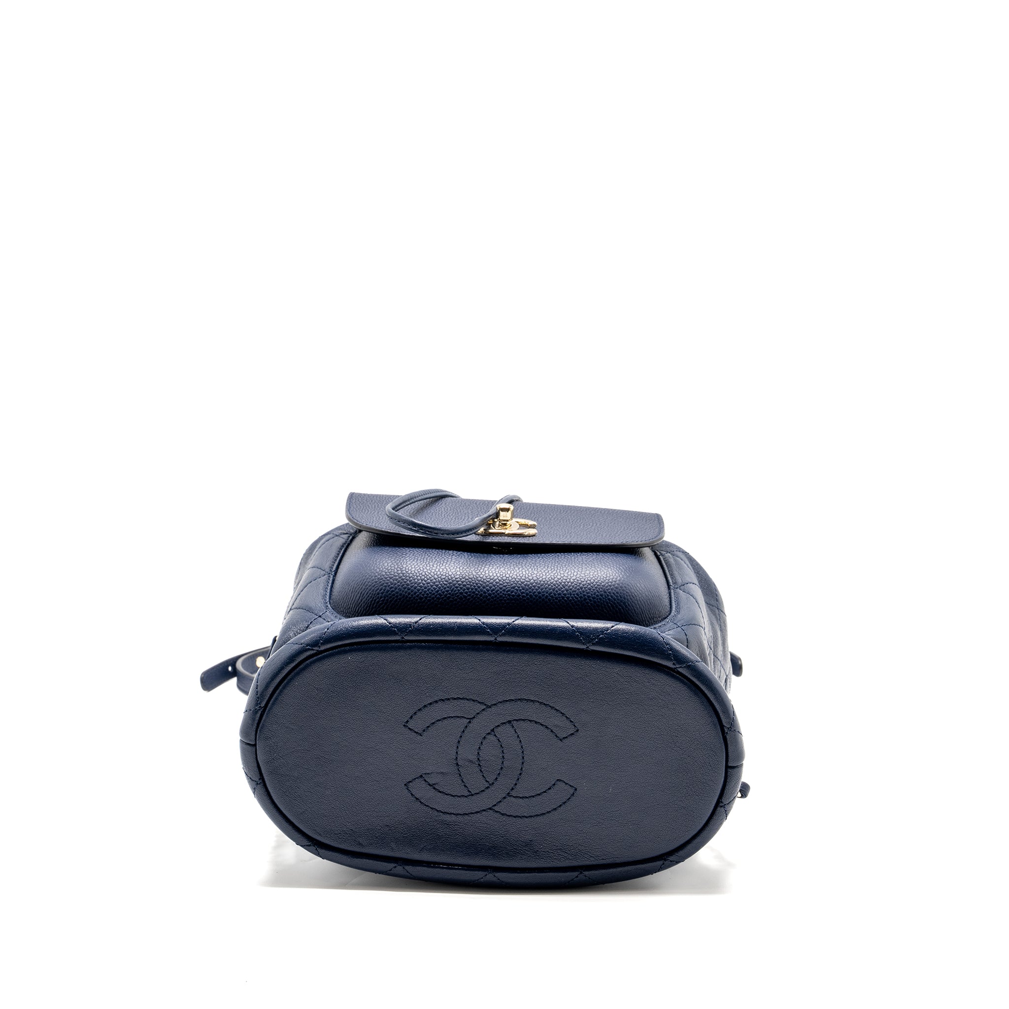 DRAWSTRING BACKPACK LAMBSKIN/GRAINED CALFSKIN DARK BLUE LGHW