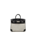 HERMES BIRKIN 25 TOILE H CANVAS/SWIFT LEATHER ECRU-NOIR/NOIR SHW