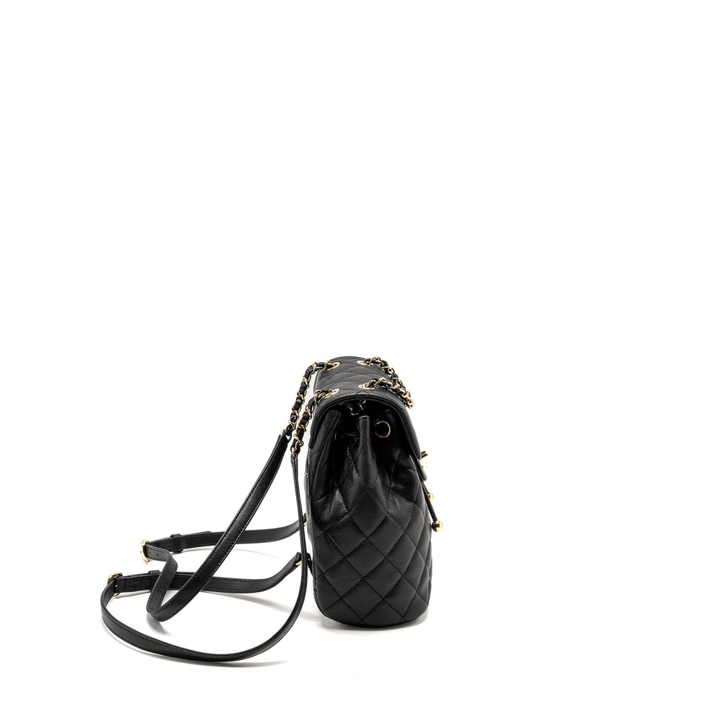 23S QUILTED MINI BACKPACK CAVIAR BLACK LGHW (MICROCHIP)