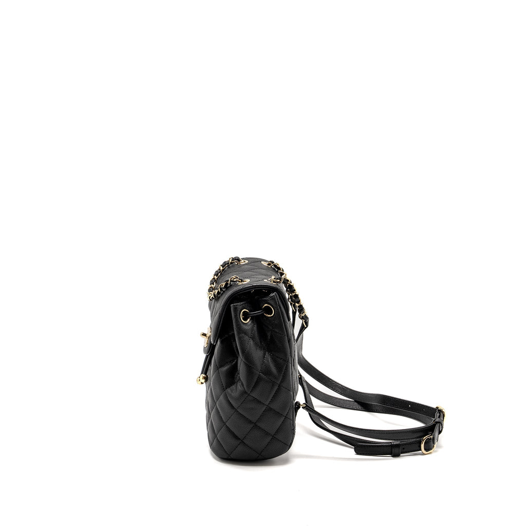 23S QUILTED MINI BACKPACK CAVIAR BLACK LGHW (MICROCHIP)