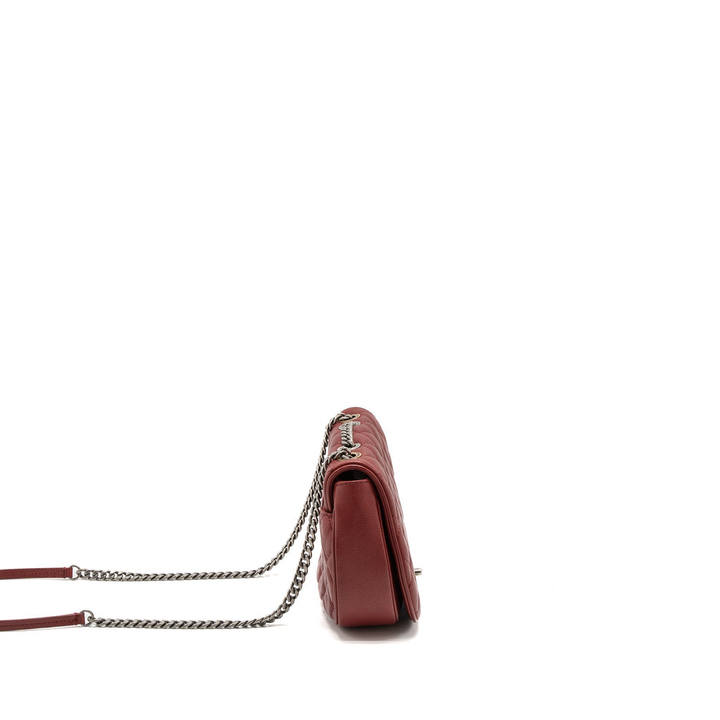 ROUND CROSSBODY MESSENGER BAG CAVIAR RED BRUSHED GOLD/RUTHENIUM SILVER HARDWARE