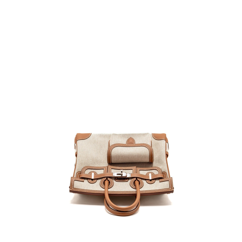 HERMES BIRKIN 25 CARGO TOILE H/SWIFT ECRU-BEIGE/GOLD SHW
