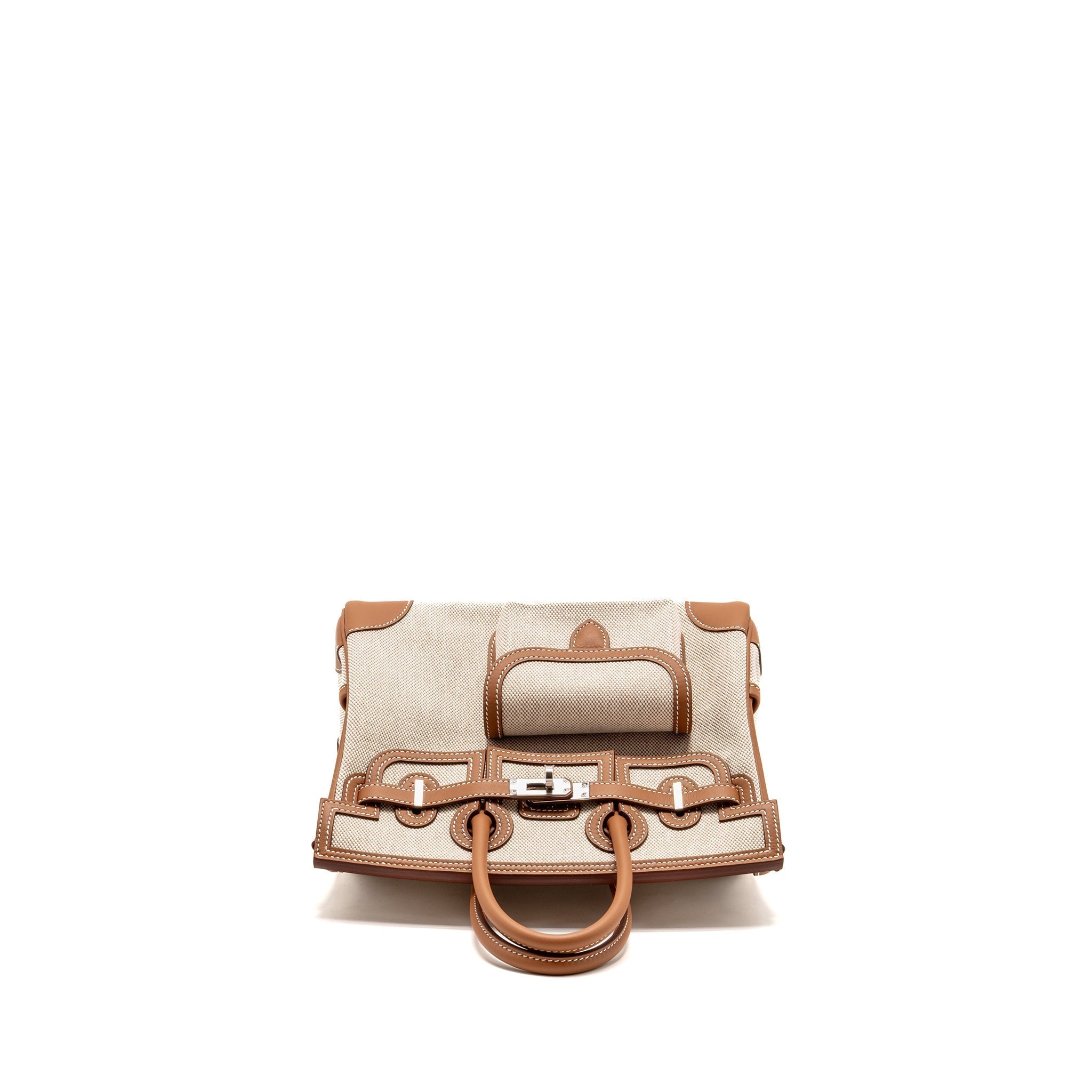 HERMES BIRKIN 25 CARGO TOILE H/SWIFT ECRU-BEIGE/GOLD SHW