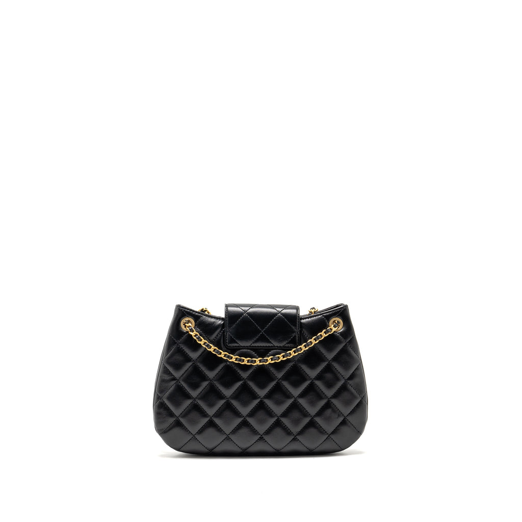 24C QUILTED SMALL MESSENGER BAG BLACK LAMBSKIN GHW (MICROCHIP)