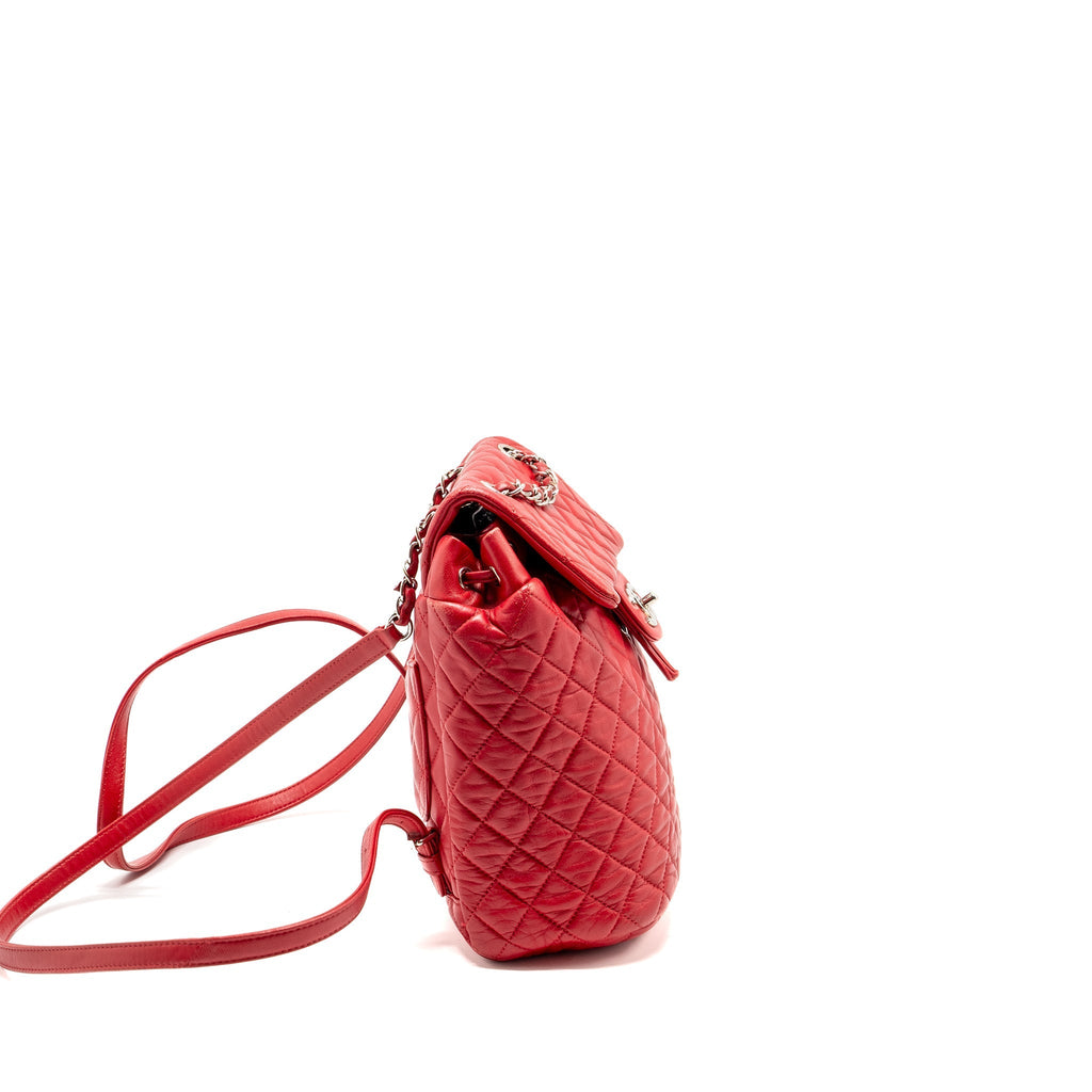 SMALL URBAN SPIRIT QUILTED BACKPACK LAMBSKIN RED LGHW