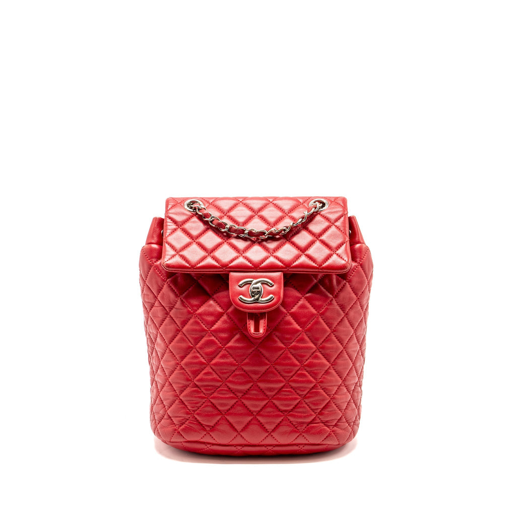 SMALL URBAN SPIRIT QUILTED BACKPACK LAMBSKIN RED LGHW