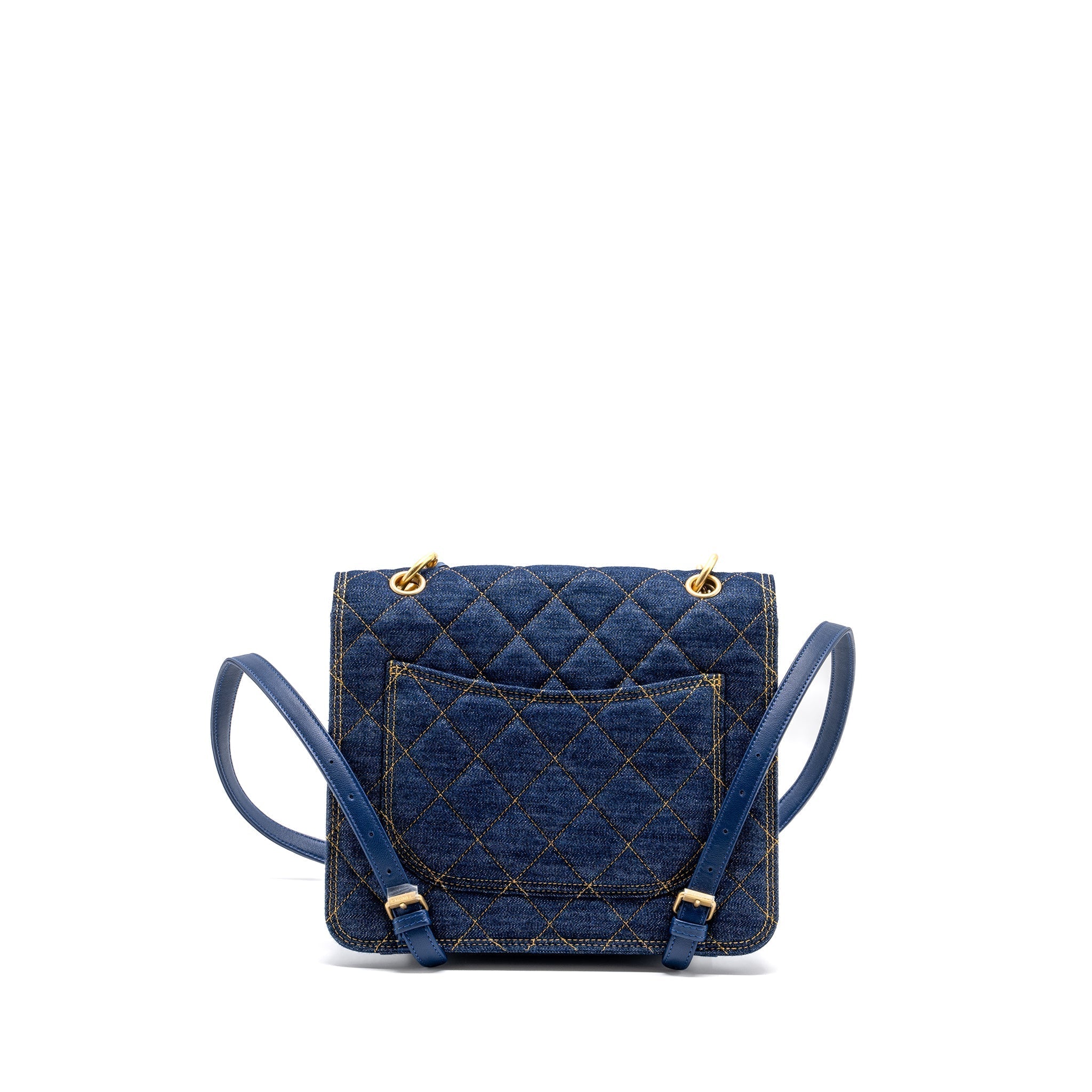 23S FLAP BACKPACK DENIM BLUE WITH GHW (MICROCHIP)