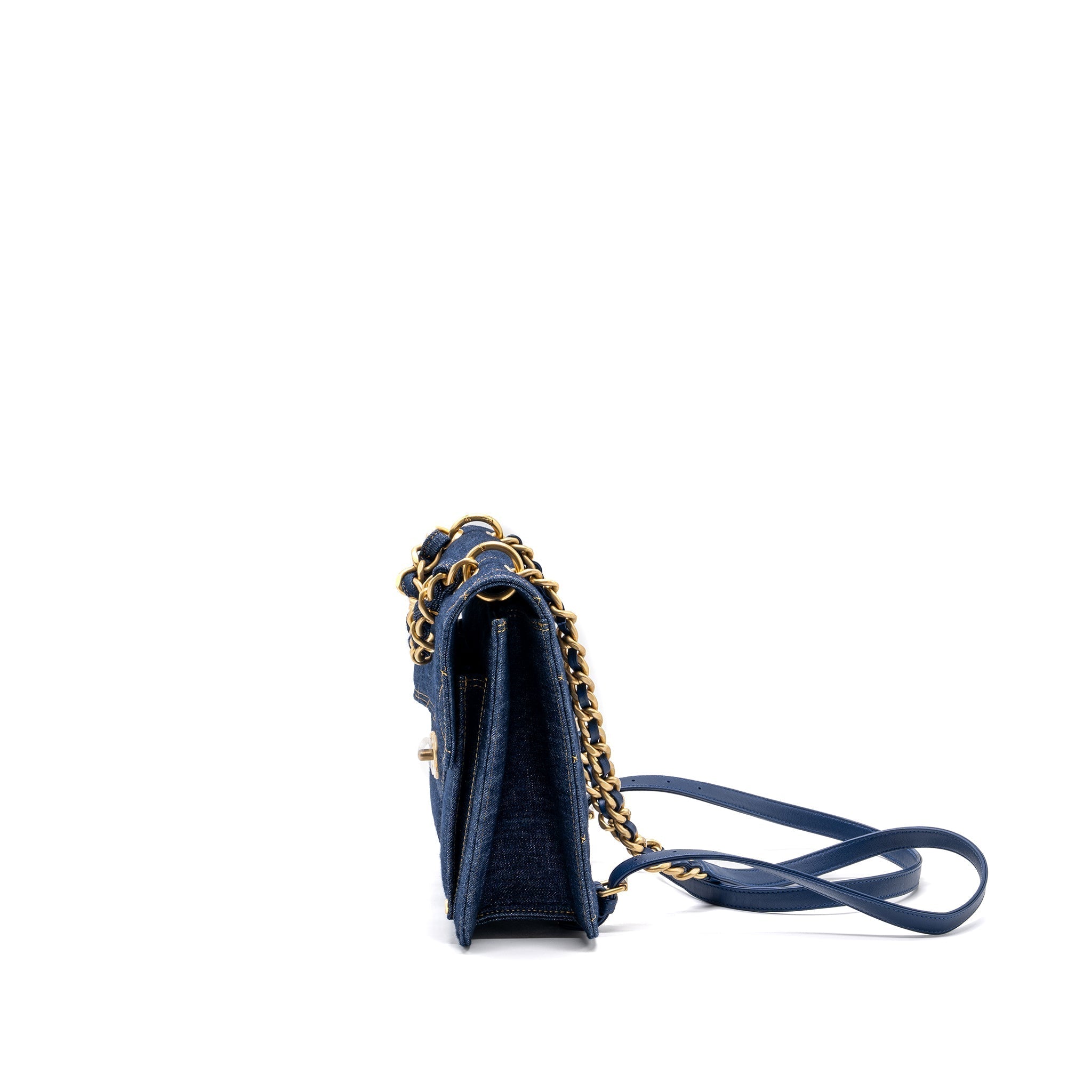 23S FLAP BACKPACK DENIM BLUE WITH GHW (MICROCHIP)