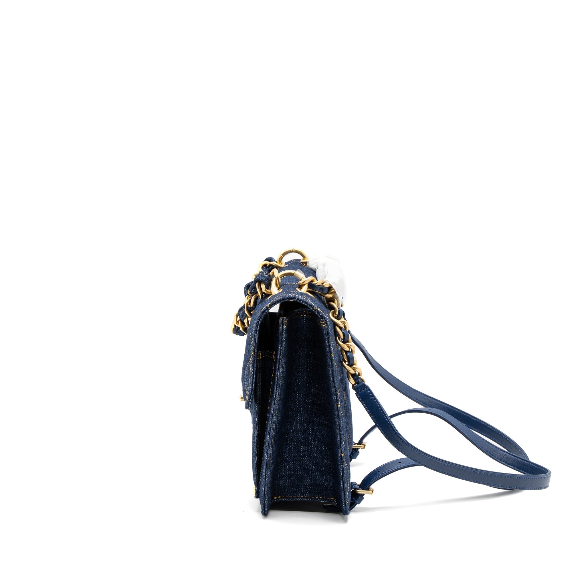 23S FLAP BACKPACK DENIM BLUE BRUSHED GHW (MICROCHIP)