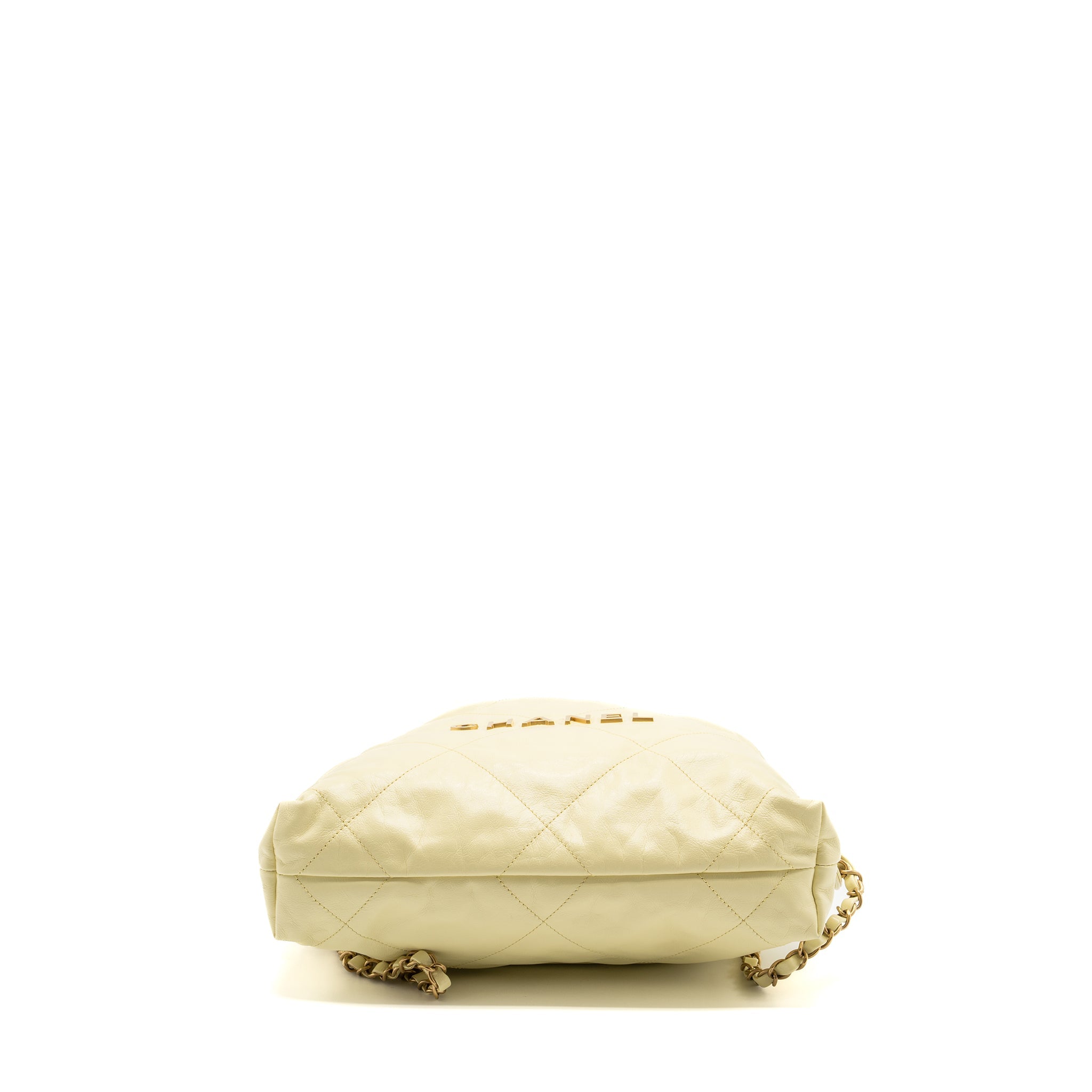23P SMALL 22 BACKPACK SHINY CALFSKIN LIGHT YELLOW BRUSHED GHW(MICROCHIP)
